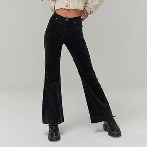 Ghanda Corduroy Flare Leg Jeans Black Women’s Size 6 NEW High Rise Boho Hippie